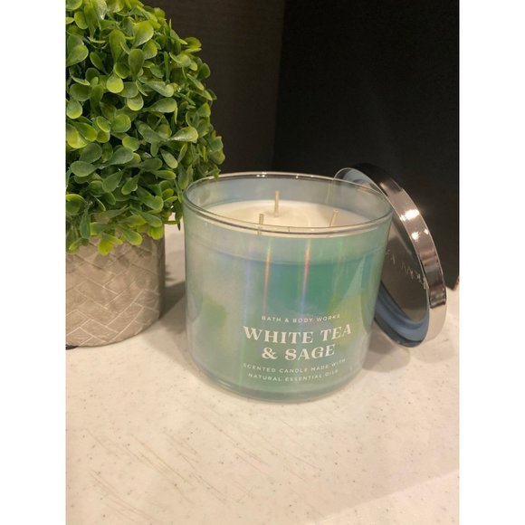 Bath & Body Works Accents Bath Body Works White Tea Sage 3 Wick